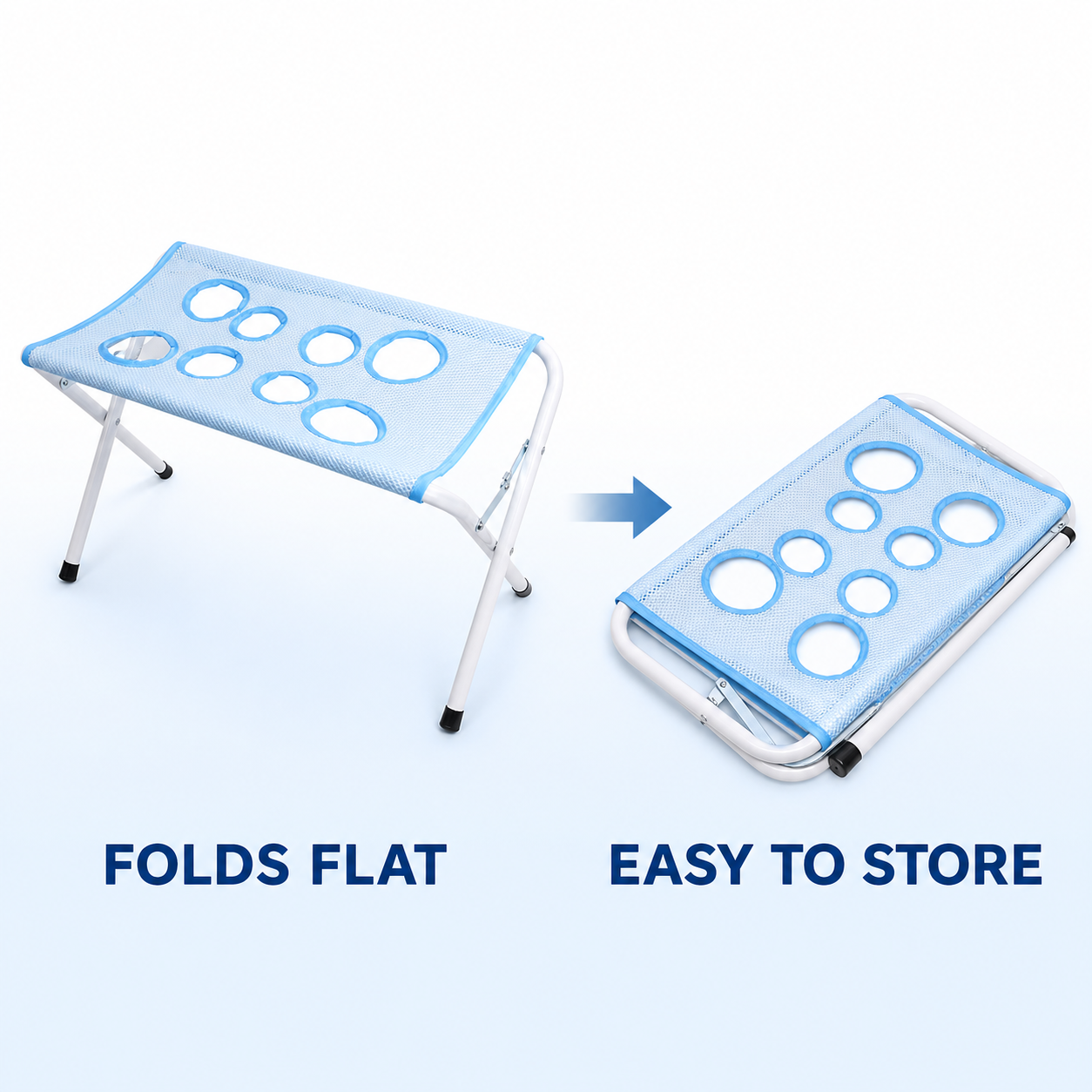 Foldable pet grooming stand shown open and folded flat