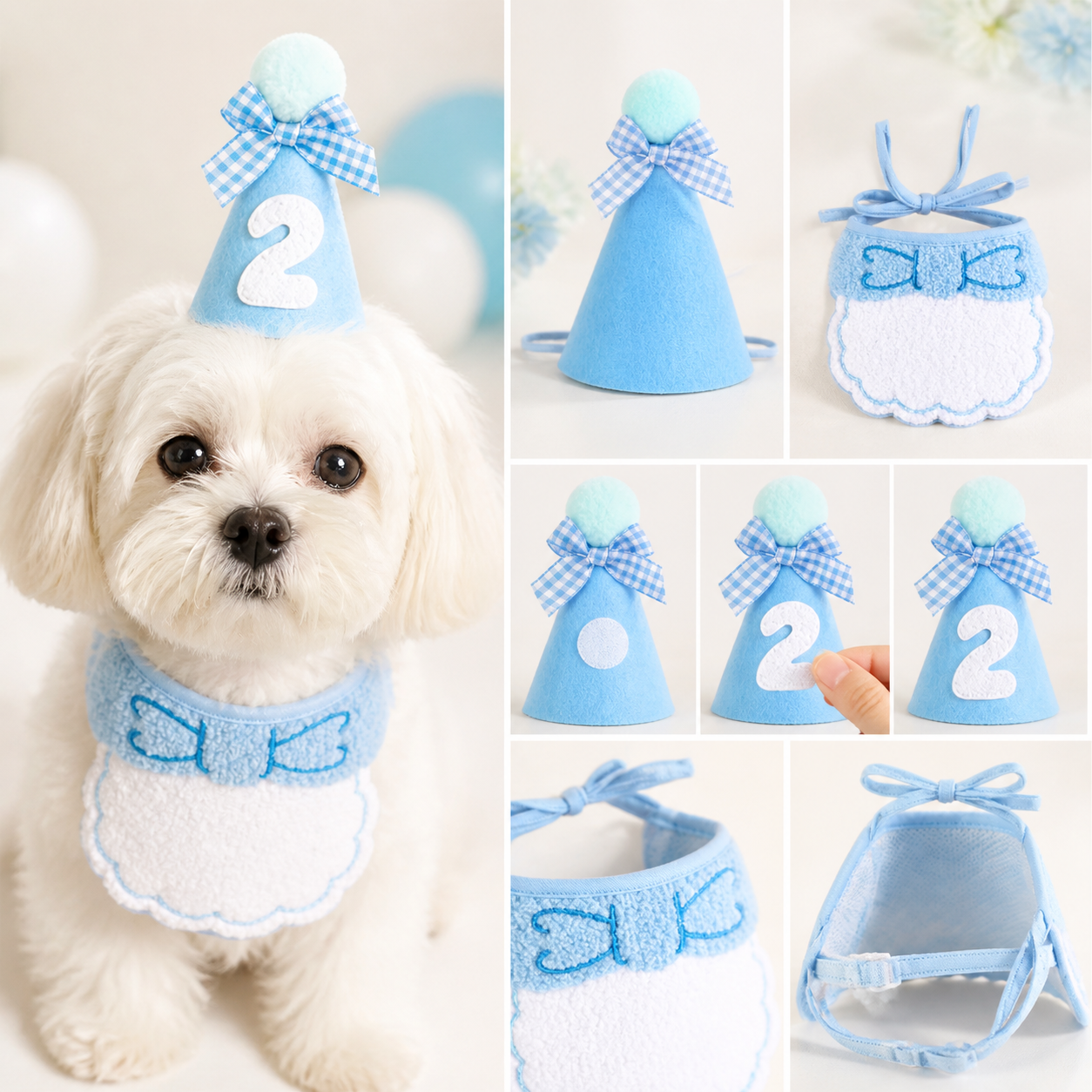 Pawty Day Pet Birthday Hat & Bib Bandana Set product image 3