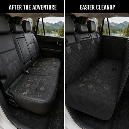 Rear seat cleanup comparison with and without the CleanRide cover