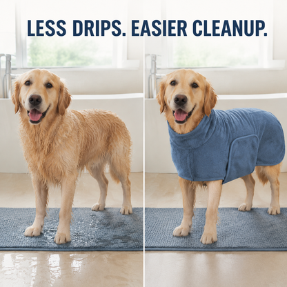 Blue microfiber texture and wraparound belly flap on DryWrap