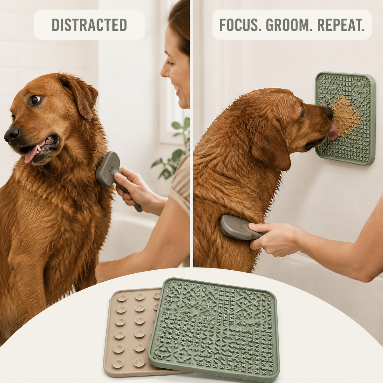 Distracted versus focused grooming comparison using the EasyBath mat