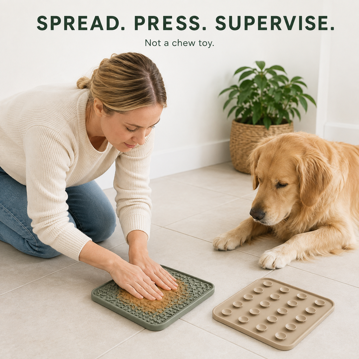 Spread press and supervise instructions for the EasyBath silicone mat