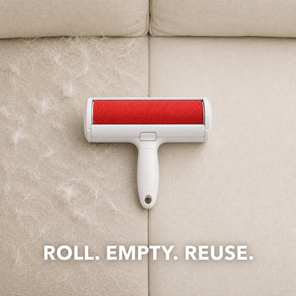Pet hair before and after sofa cleaning with FurLift Pro