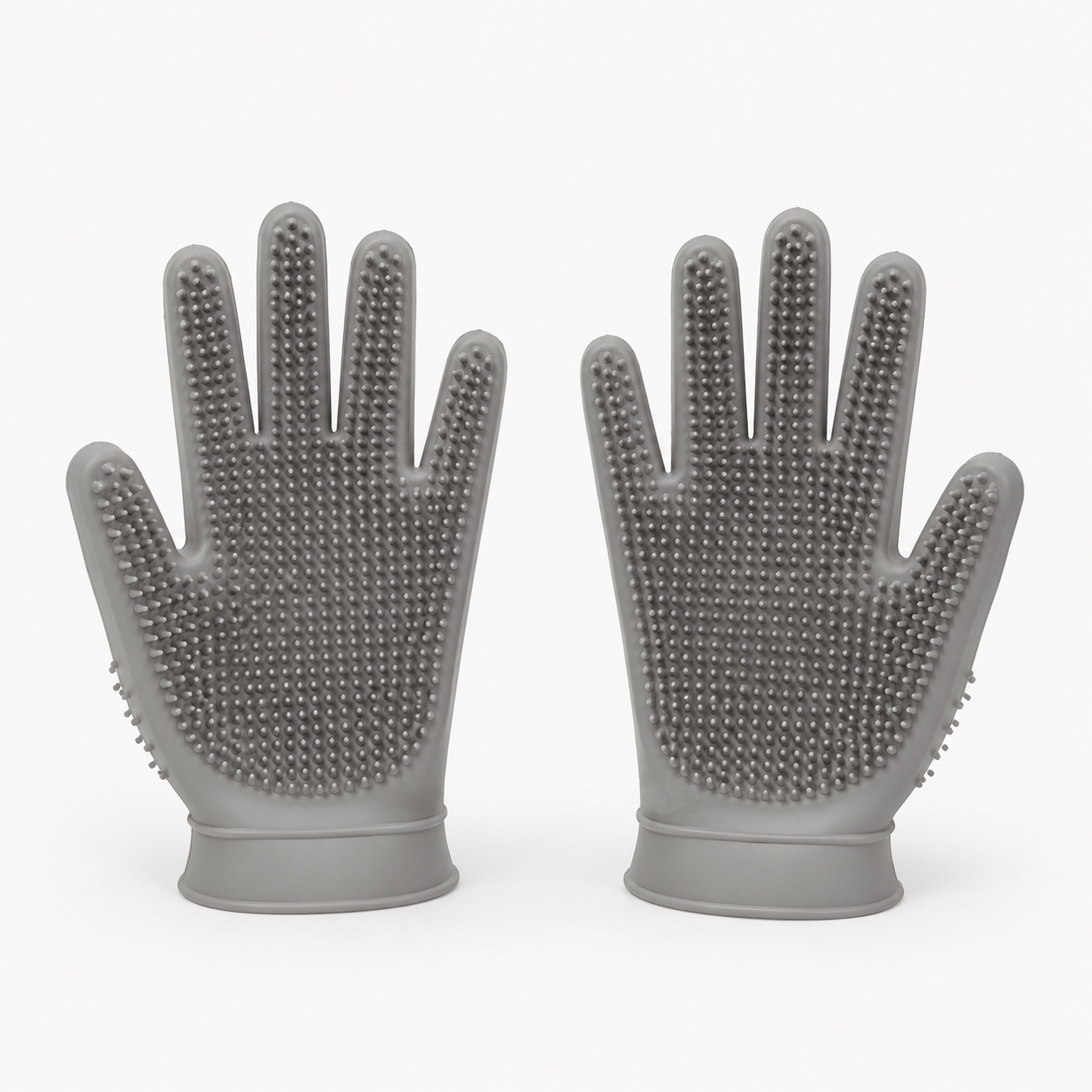 Pair of silicone pet bathing gloves