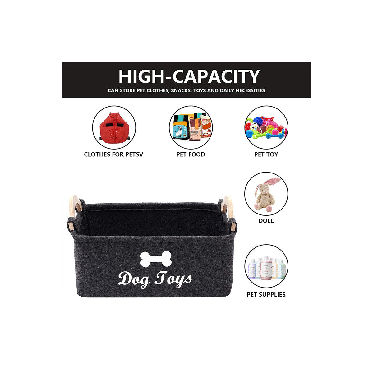 TidyToys Felt Pet Storage Basket – product image 2