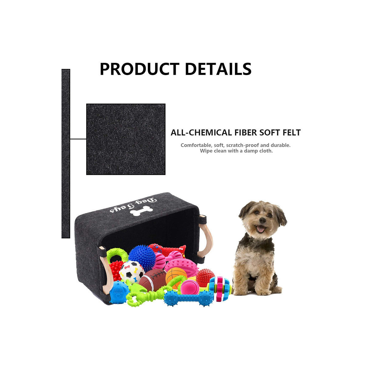 TidyToys Felt Pet Storage Basket – product image 3