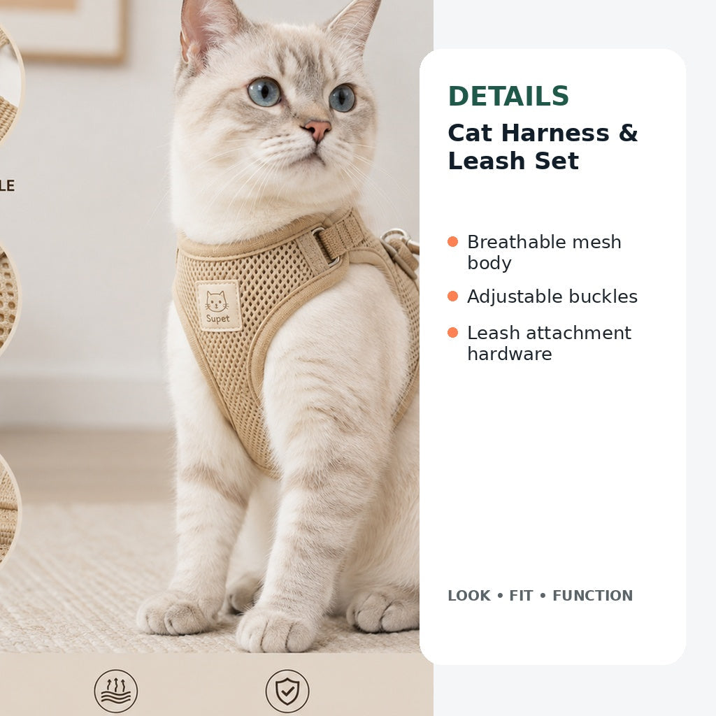 Adjustable cat harness design details