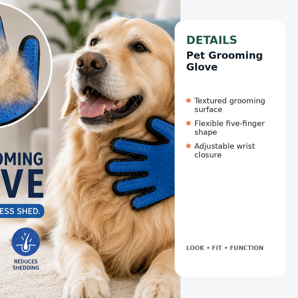 Pet grooming glove design details