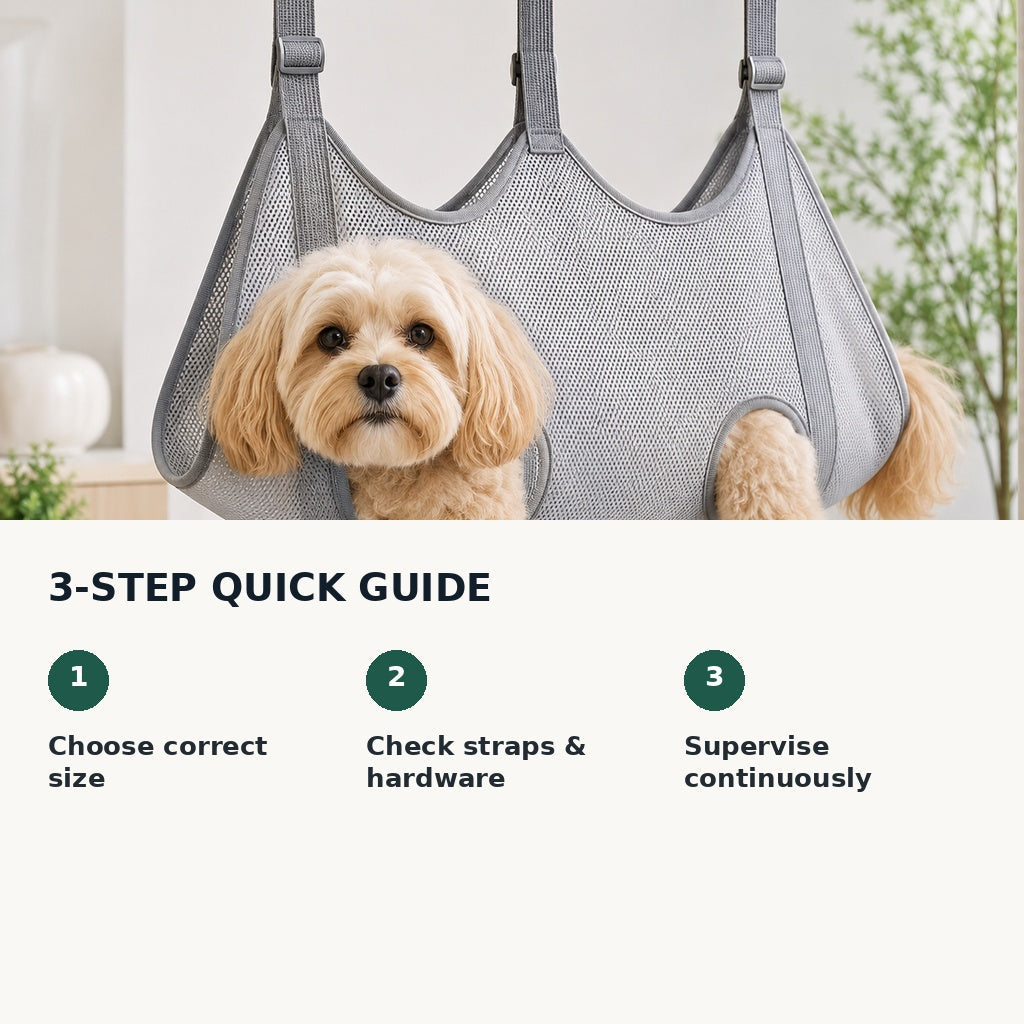 How to use a pet grooming hammock safely