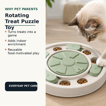 Rotating treat puzzle toy benefits