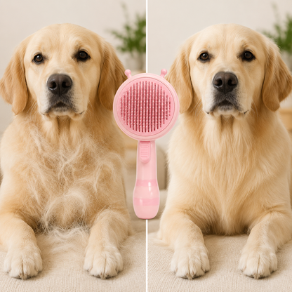 Before and after loose fur comparison with the ShedLess Duo grooming brush